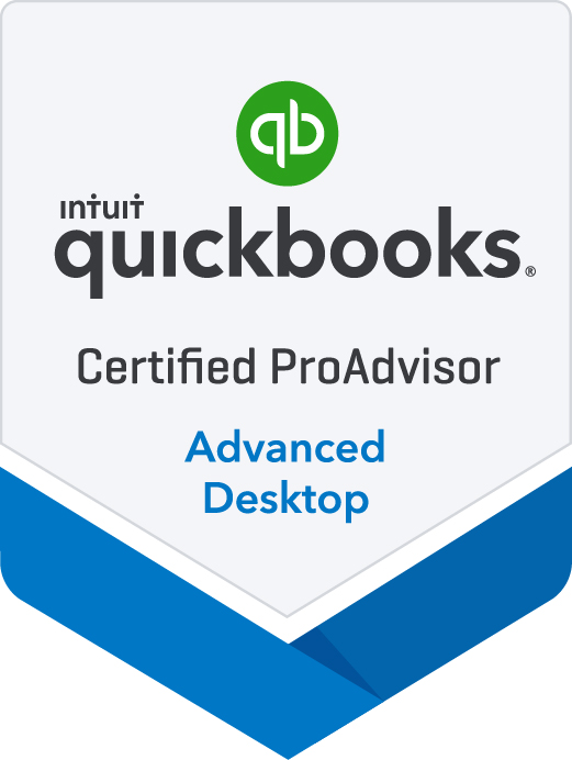 The blue rectangular Advanced Certified QuickBooks ProAdvisor logo means that a Certified QuickBooks ProAdvisor is currently certified in the last three years of QuickBooks financial products and has passed a comprehensive, difficult to pass, 16-hour CPE certification class covering various QuickBooks products such as QuickBooks Simple Start, Pro for Windows or the Mac, QuickBooks Online, QuickBooks Premier, and QuickBooks Enterprise. The latter two can be configured for contractors, manufacturers & wholesalers, nonprofit organizations, professional services, and retail industries. Certification is sponsored by the National Association of State Boards of Accountancy (NASBA).